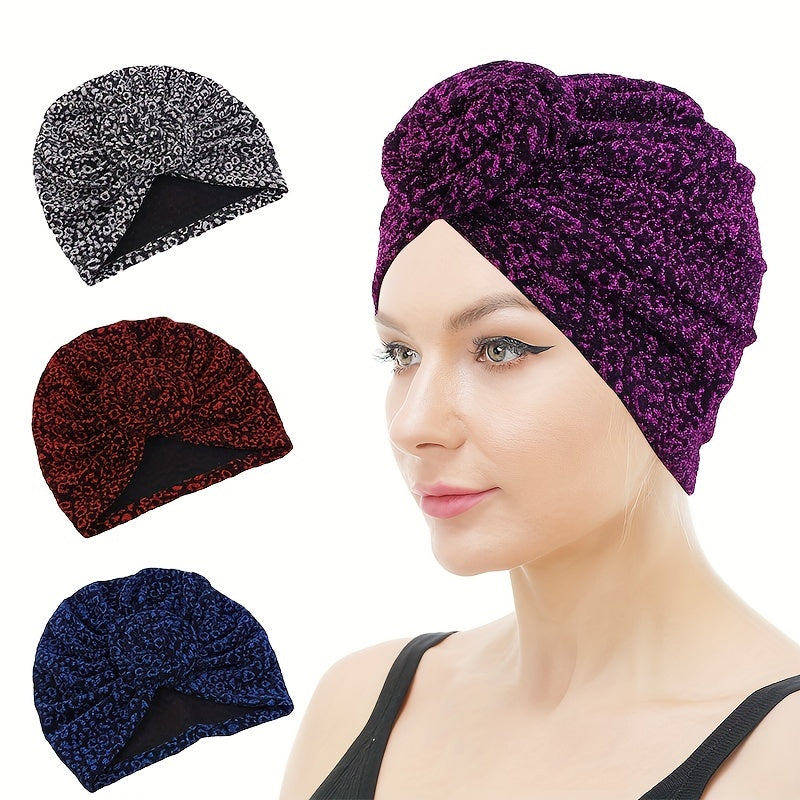 Leopard Print Turban Cap Twist Knot Bonnet Head Wrap