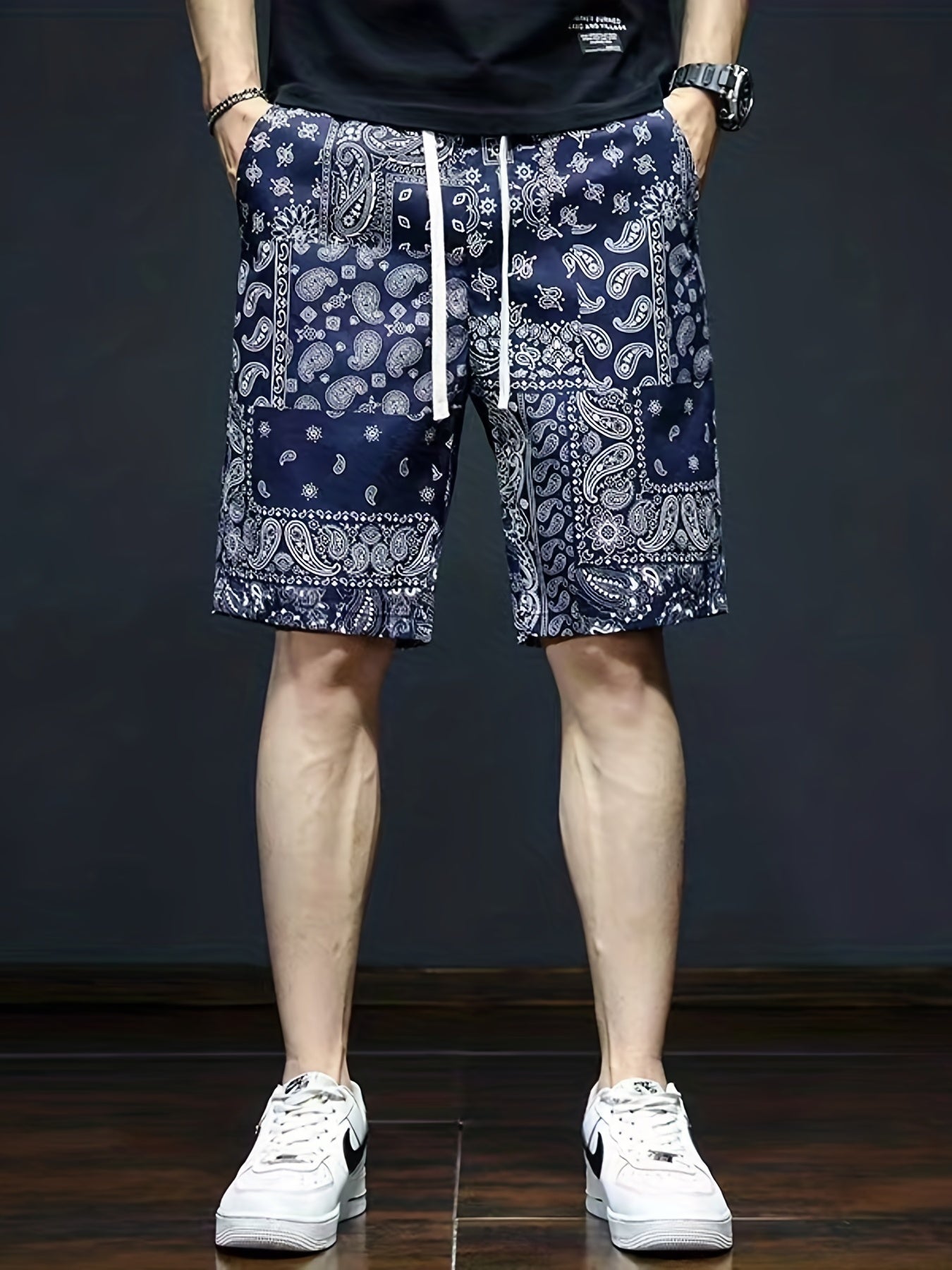 Leaves Print Shorts Casual Summer Pool Beach Shorts Men's Lounge Shorts