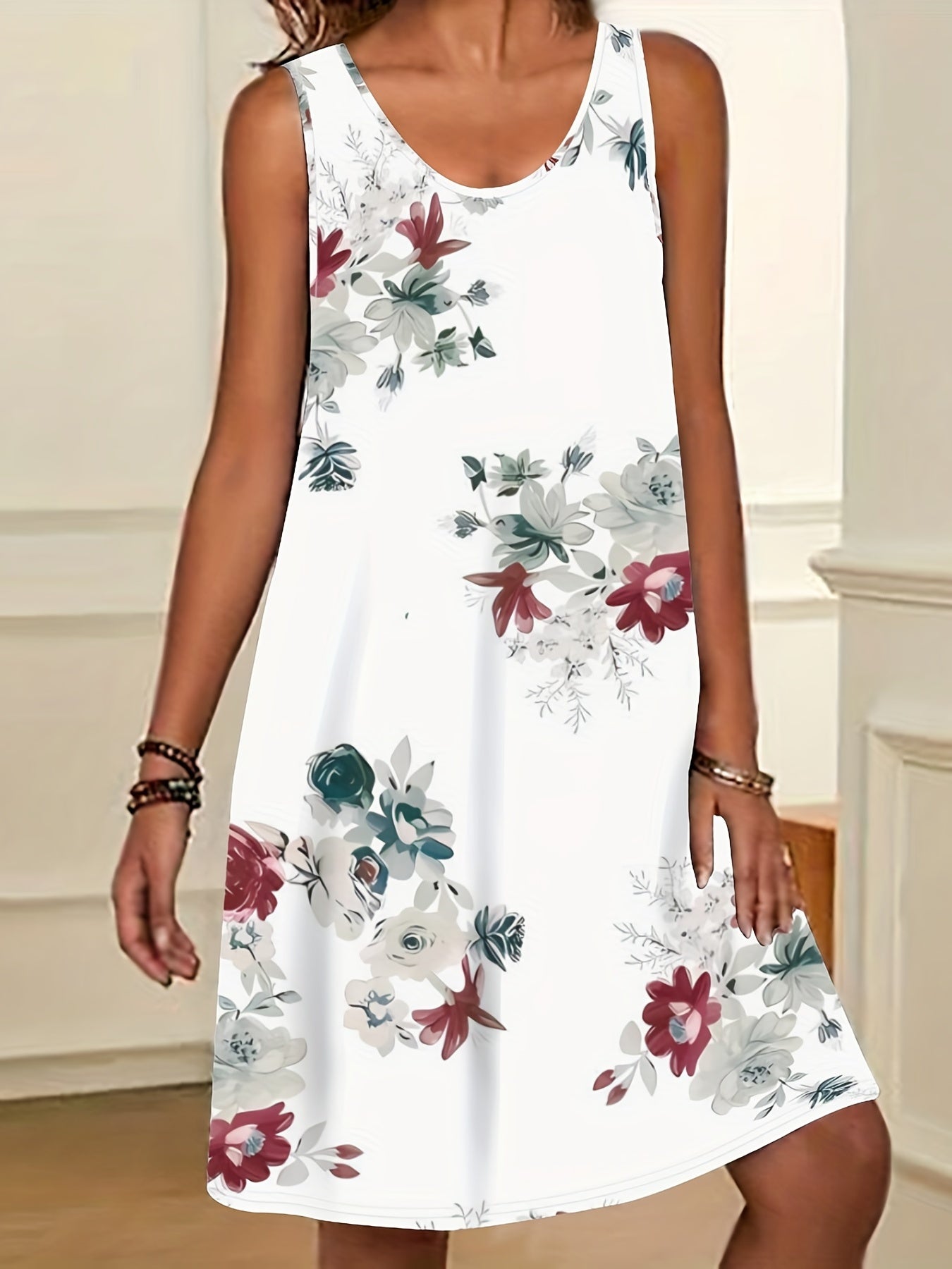 Random Print Summer Dress Sleeveless Casual