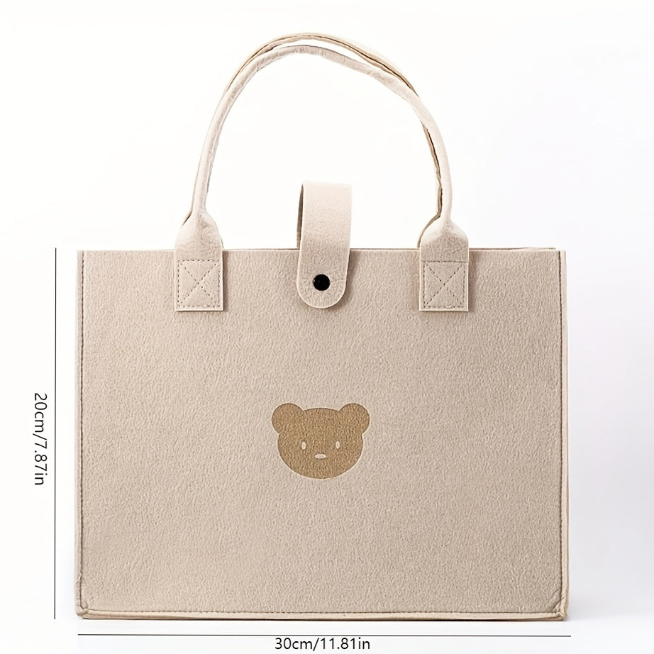 Little Bear Tote Bags Portable Shopping Felt Tote Bag Solid Handbags