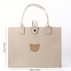 Little Bear Tote Bags Portable Shopping Felt Tote Bag Solid Handbags