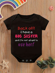 Baby Girls BIG SISTER Print Romper Short Sleeve Bodysuit