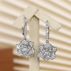 Zircon Flower Shape Hook Earrings for Women
