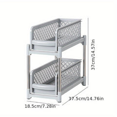2 Tier Pull Out Spice Organizer Under Sink Storage Rack