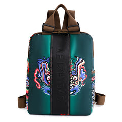 Flower Print Nylon Backpack Large Capacity Laptop Bag with Adjustable Strap