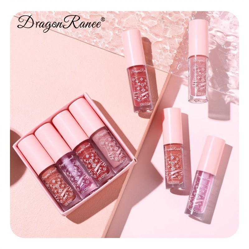 4pcs Gift Set Mini Lip Gloss Lip Glaze Matte Finish Perfect Gift Women