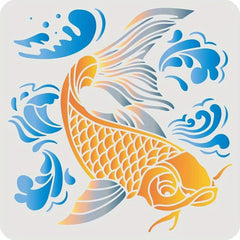 Reusable Fish Stencil Template for DIY Crafts - Large Square Design