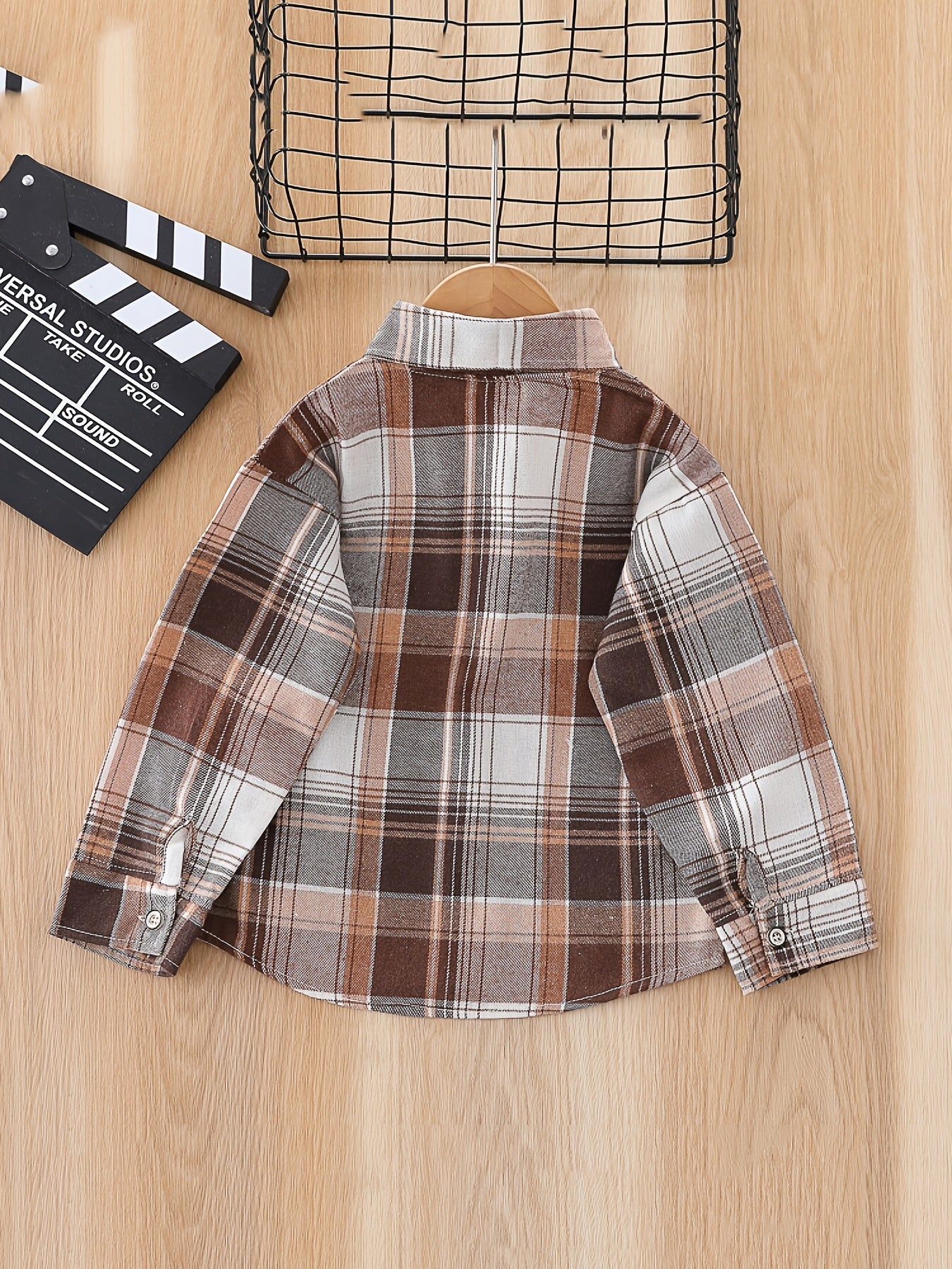 Boys Plaid Lapel Shirts Long Sleeve Button Down Tops Spring Fall Outwear