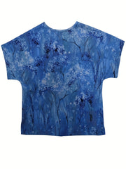  Floral Print Short Sleeve Casual Blouse