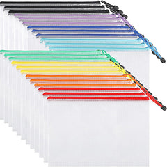 5pcs A4 Grid Zipper File Bag Student Stationery Pencil Case
