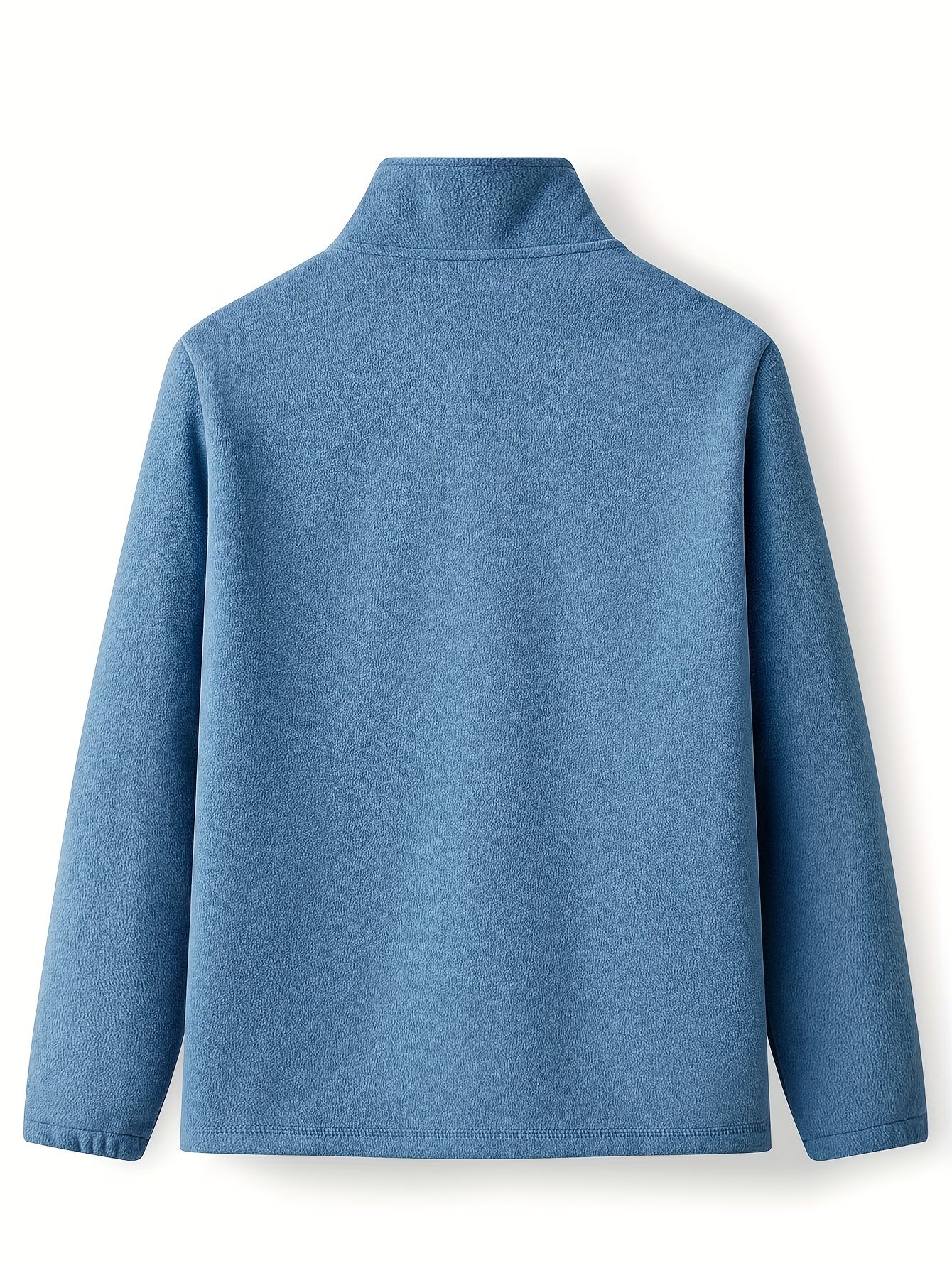 Men's Solid Fleece Jacket Zip Up Long Sleeve Top