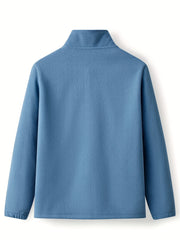Men's Solid Fleece Jacket Zip Up Long Sleeve Top