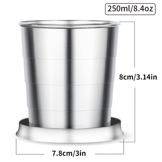 250ml Portable Stainless Steel Water Cup Outdoor Travel Folding Durable