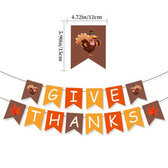 Thanksgiving Decoration Flag Pumpkin Maple Leaf Turkey Flag Banner
