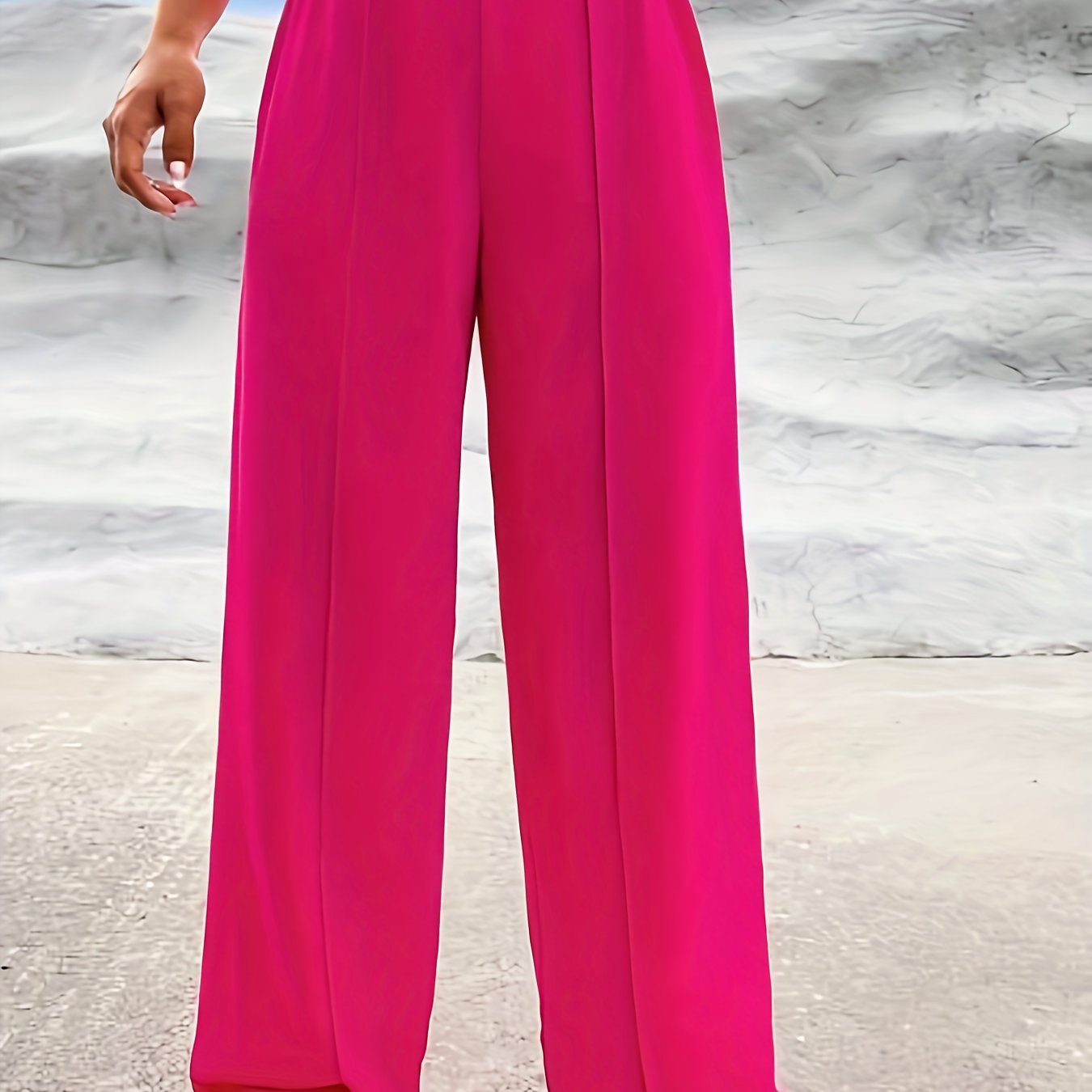  Wide Leg Trousers High Rise Stretch Casual Pants