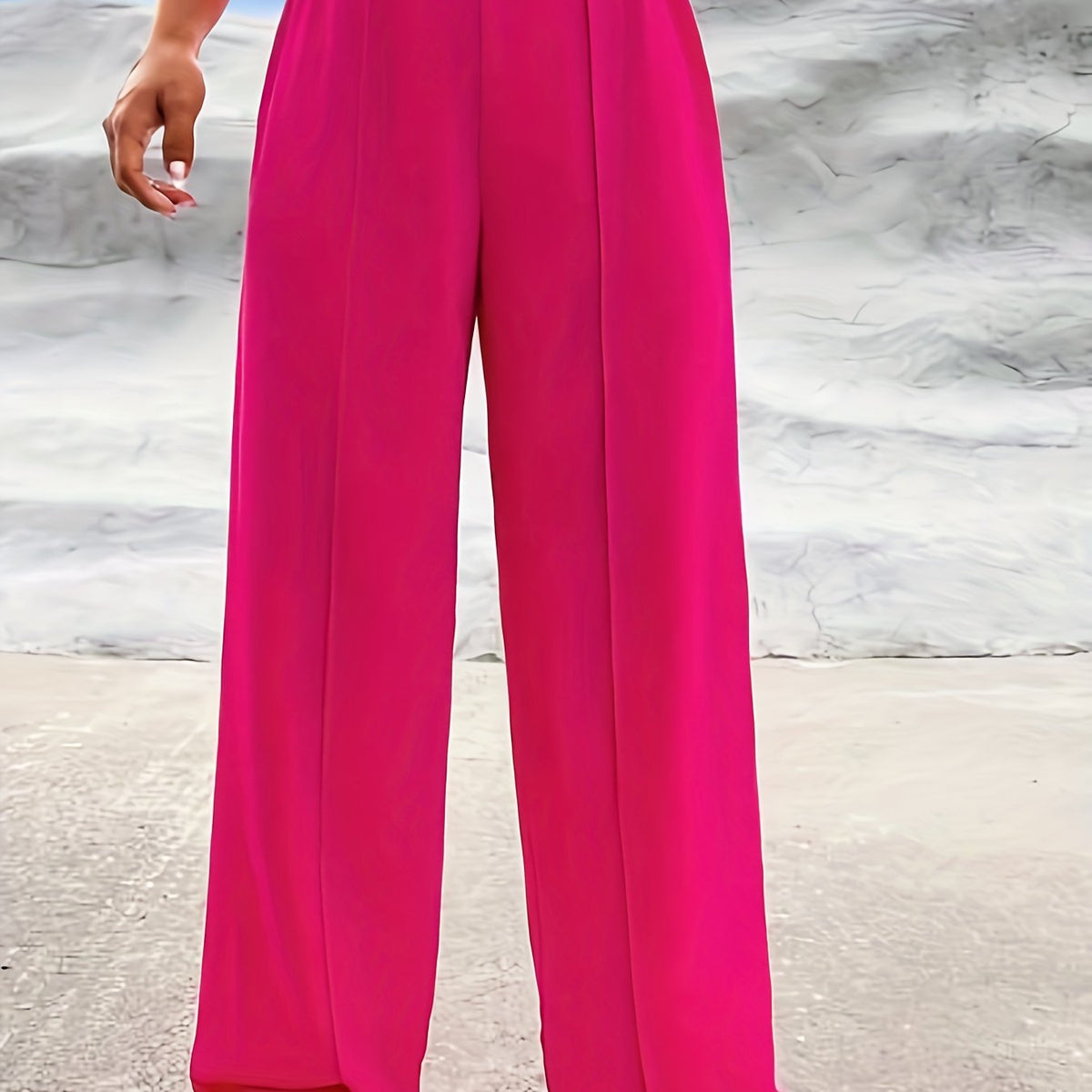  Wide Leg Trousers High Rise Stretch Casual Pants