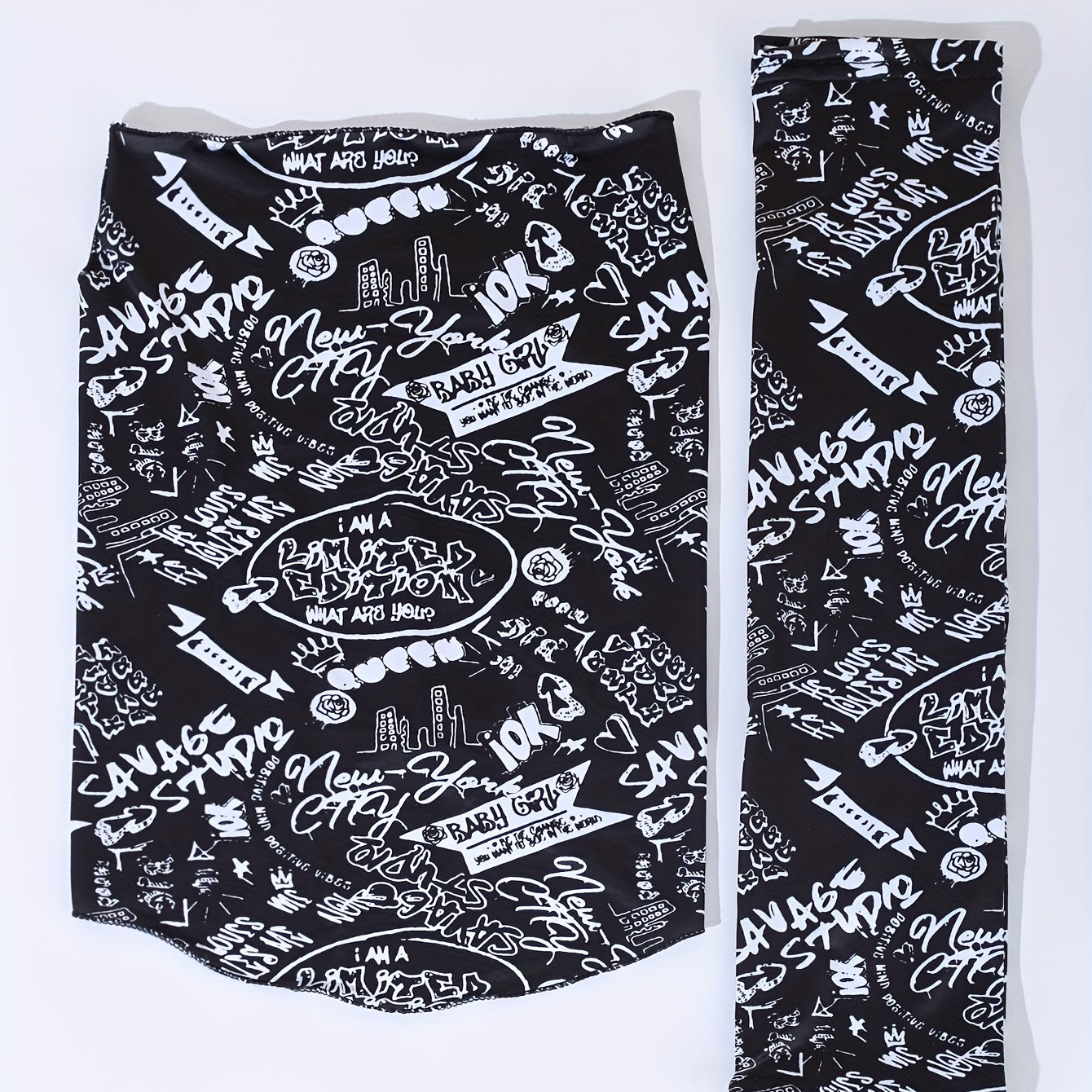 Hip Hop Graffiti Sunproof Mask and Ice Sleeves Set
