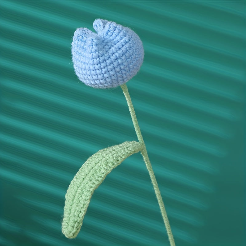 1pc Wool Crochet Flower Knitting Tulip Gift Handicrafts Home Decor