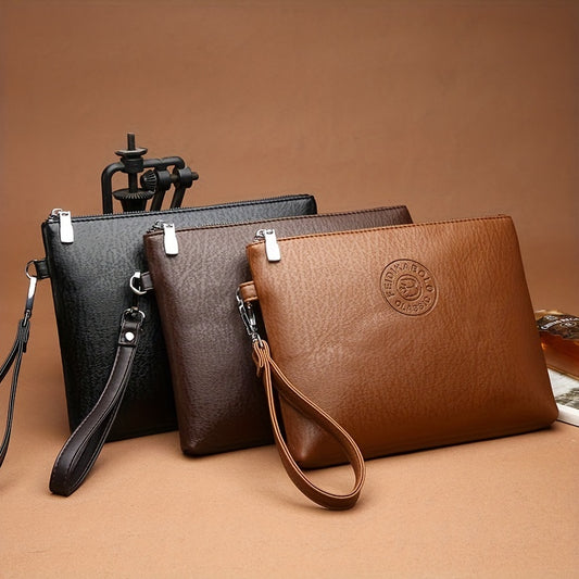 Men's Clutch Envelope Bag Business Casual Handbag Zipper Money Clip