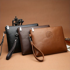 Men's Clutch Envelope Bag Business Casual Handbag Zipper Money Clip