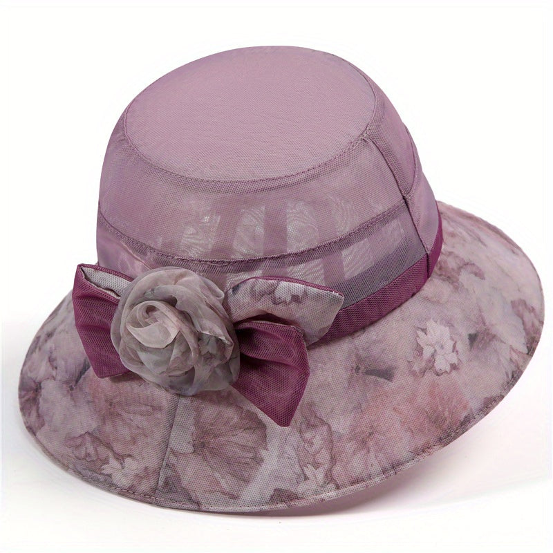 Vintage Flower Bucket Hat Sun Hat Lightweight Breathable Sunscreen Mesh Sun Hats