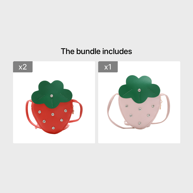 Strawberry Zipper Shoulder Bag Messenger Bag Coin Purse Wallet Chain Crossbody B