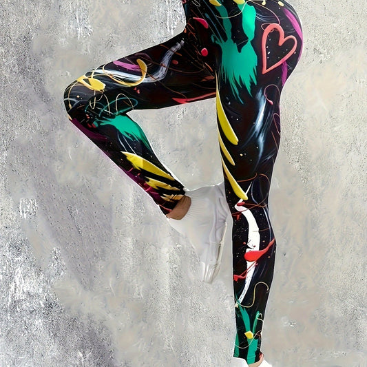 Graffiti High Waist Sports Leggings Elastic Workout Fitness Pants