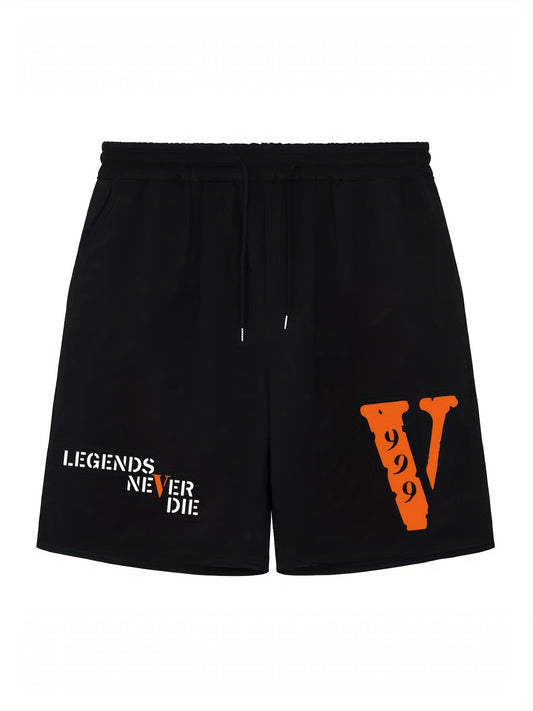 Legends Never Die Men's Casual Solid Elastic Waist Drawstring Short