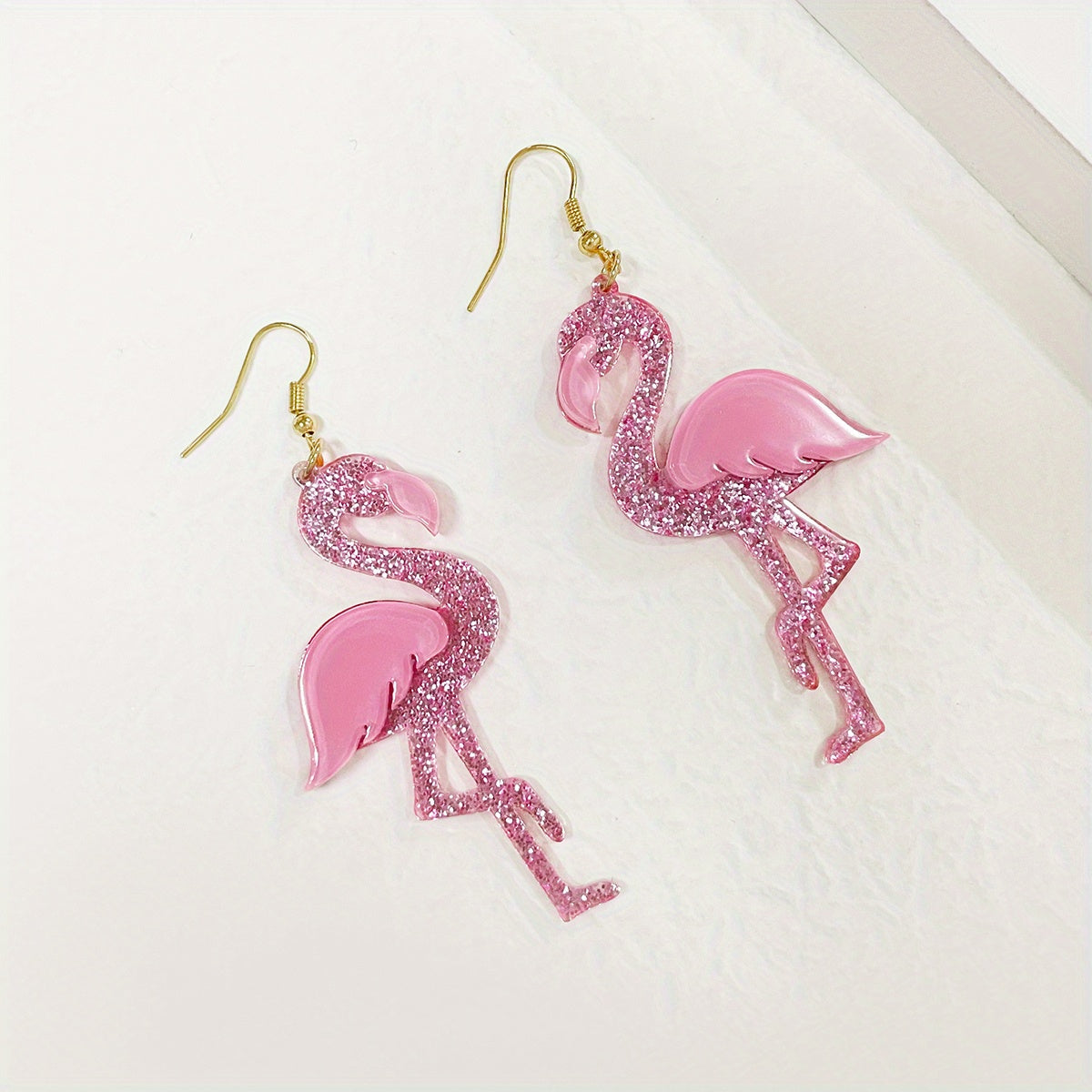 Western Style Pink Flamingo Earrings Acrylic Jewelry