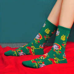 6 Pairs Floral Print Women's Mid Tube Socks Stockings