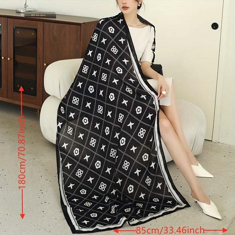 Geometric Print Large Scarf Classic Shawl for Women