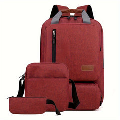 Men Backpack Business Three-piece Set Commuter Bag Large Capacity