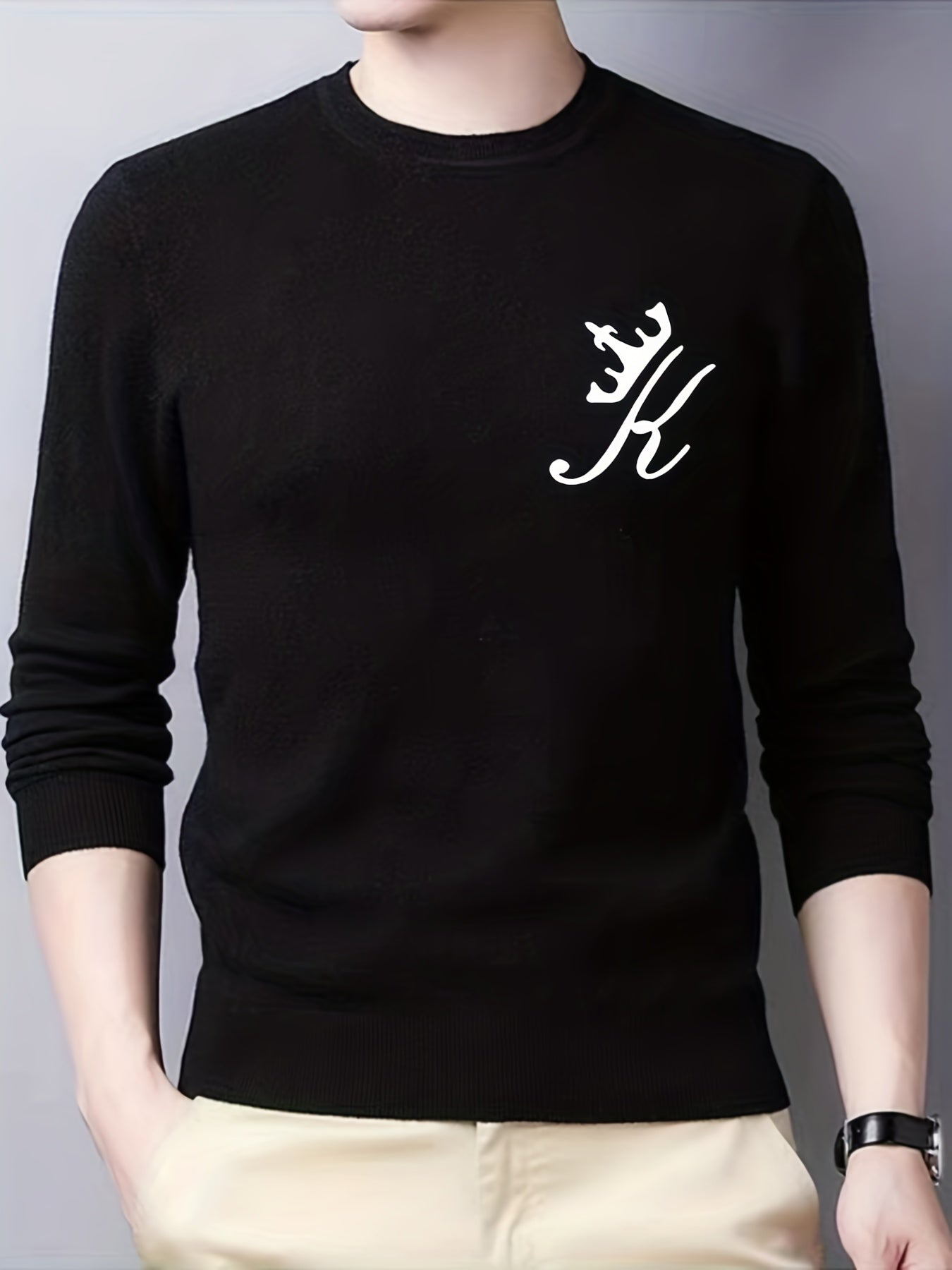 Knitted Sweater Men's Warm Crew Neck Pullover For Fall Winter