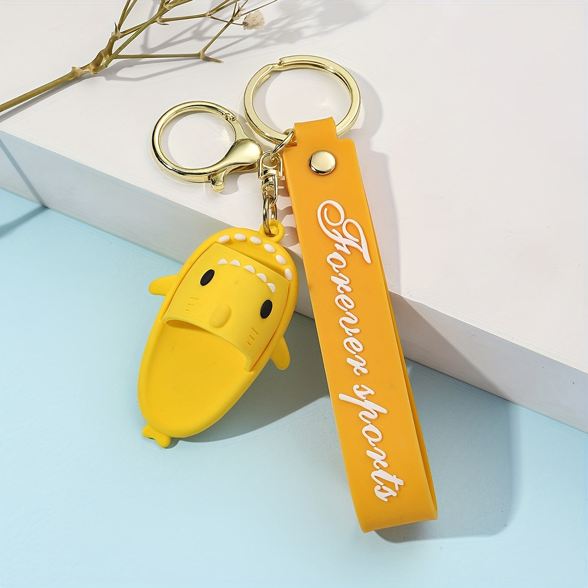 Shark Slipper Bracelet Keychain Silicone Animal Wristlet Key Chain