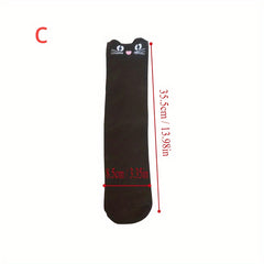 Cartoon Cat Print Knee High Stockings