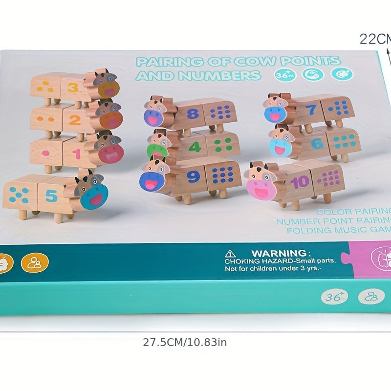 Wooden Kids Cow Number Matching Puzzle Toy