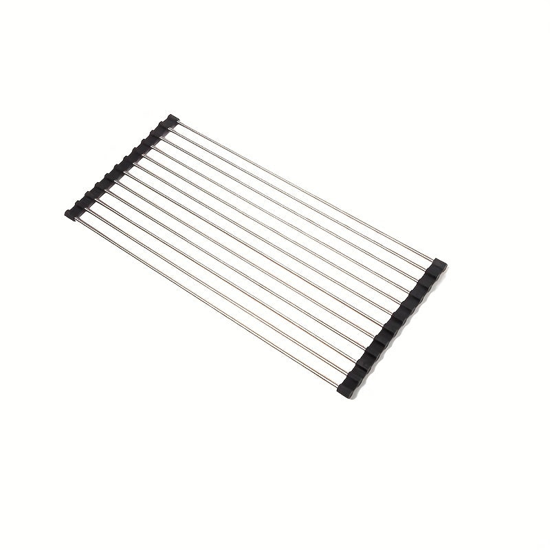 Stainless Steel Sink Drain Rack Over Sink Roll Up Large Dish Drainers Rack