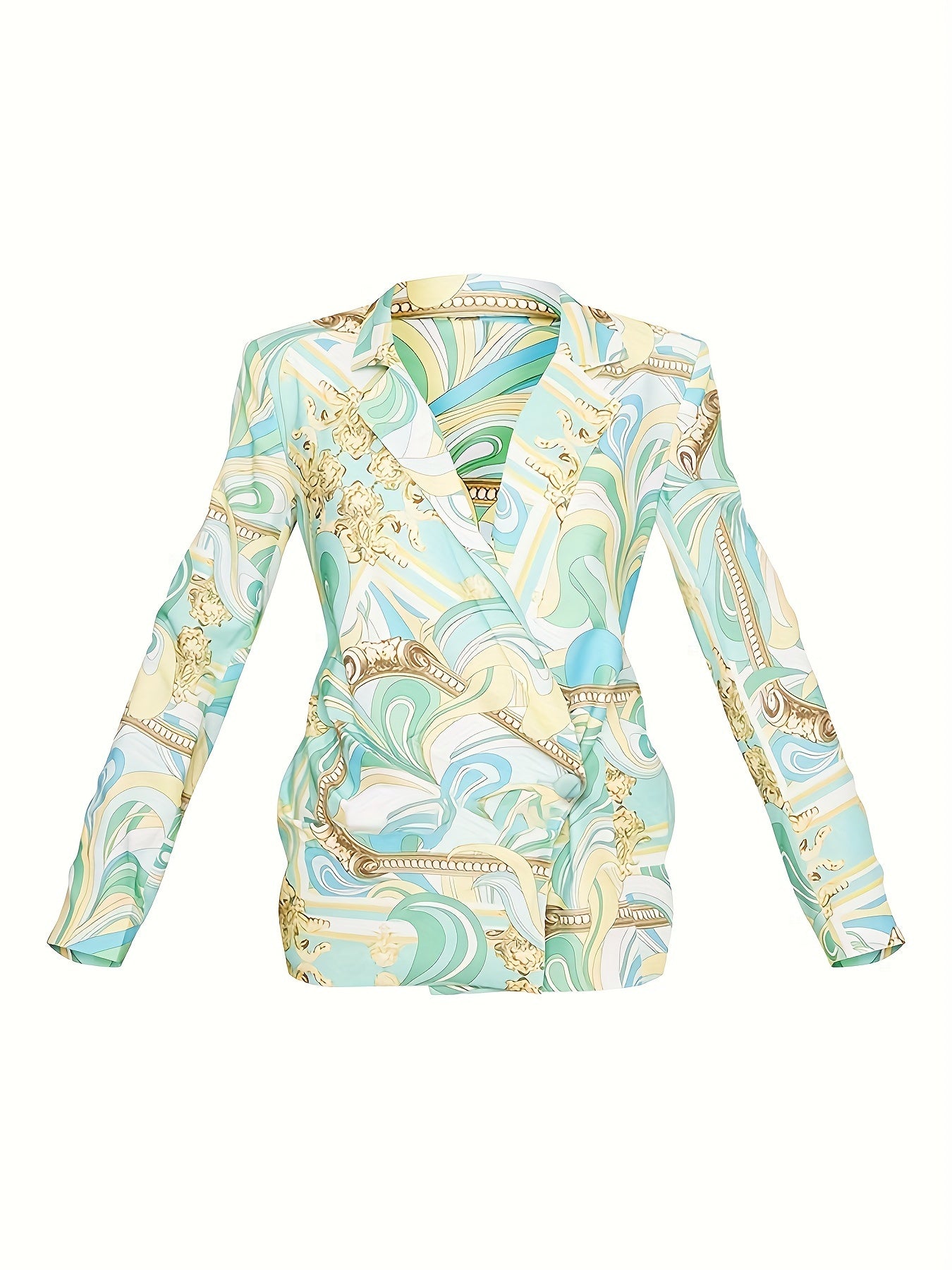  Floral Print Long Sleeve Blazer