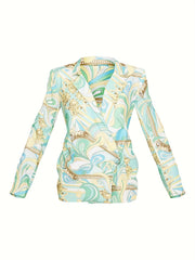  Floral Print Long Sleeve Blazer