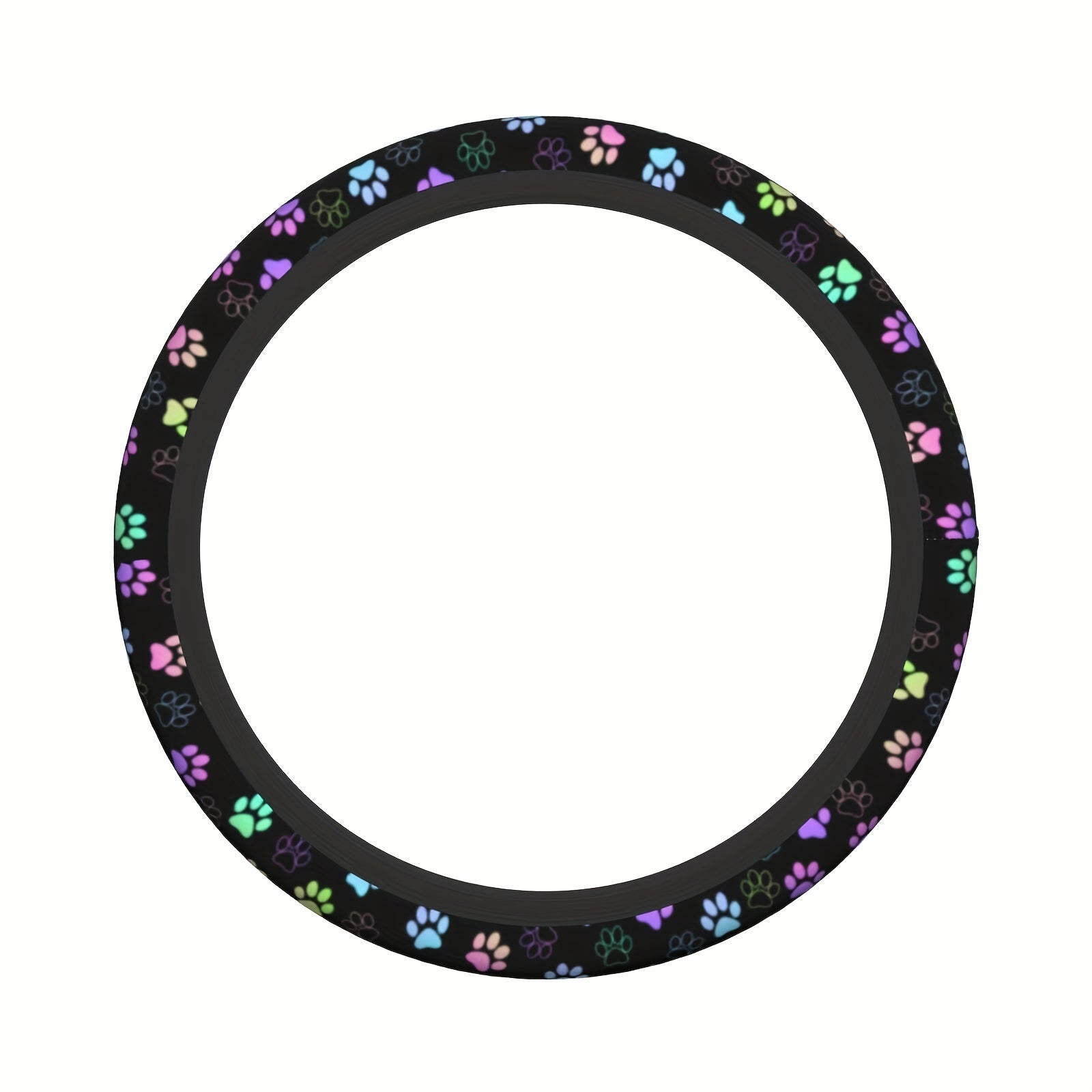 Colorful Paw Print Steering Wheel Cover Soft Anti Slip 38 1 Cm Durable Car Decor