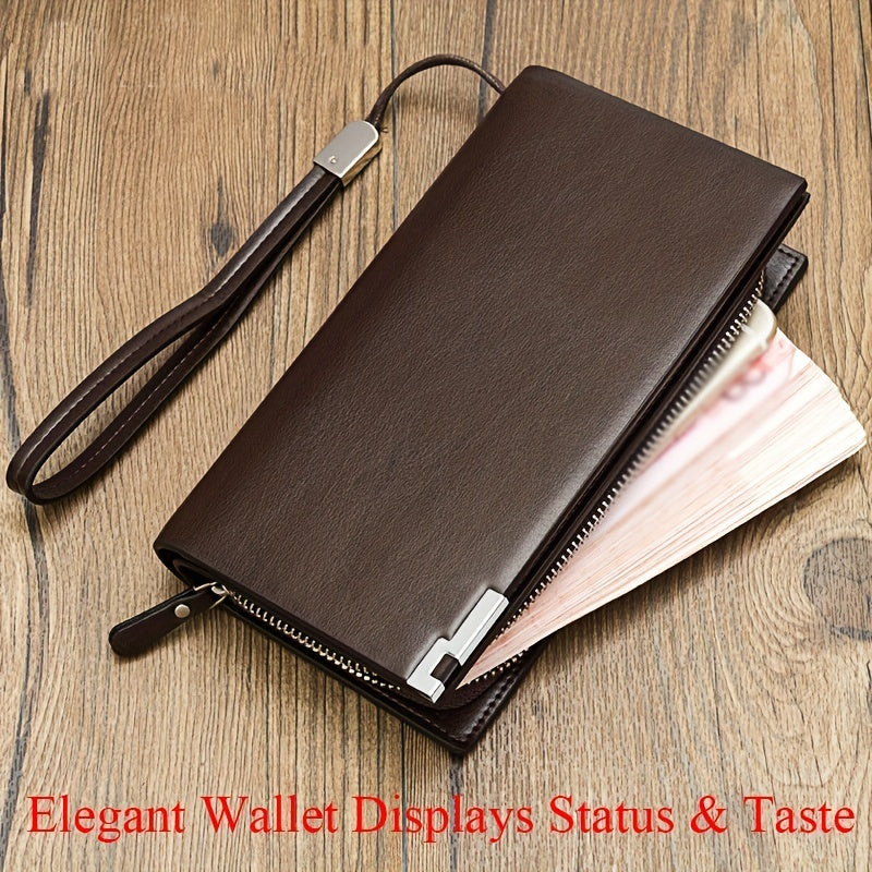 Men's Leather Zipper Handbag Long Wallet Clutch Bag Phone Bag