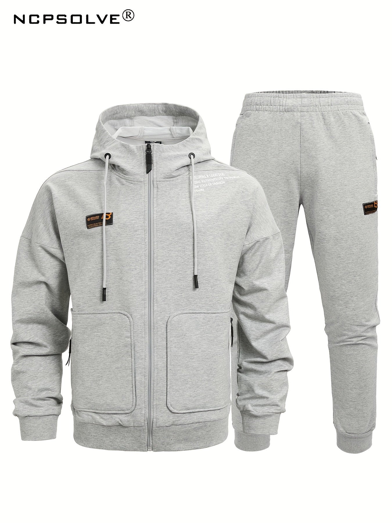 Men's Zip Up Hooded Jacket & Stretch Joggers Set