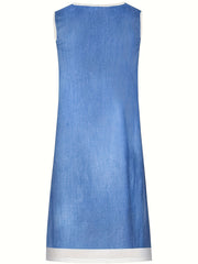  Butterfly & Denim Print Dress