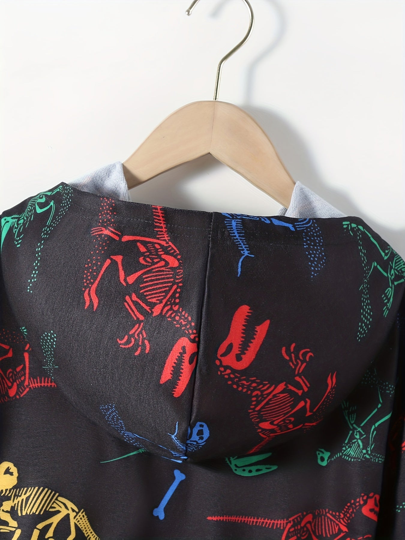 Dinosaur Skeleton Pattern Kid's Hoodie for Halloween