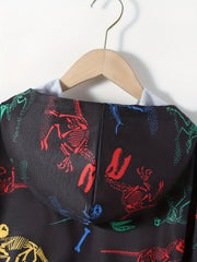 Dinosaur Skeleton Pattern Kid's Hoodie for Halloween