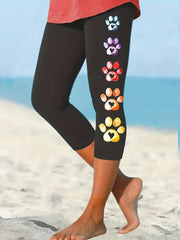 Dog Print Skinny Capris Leggings For Women