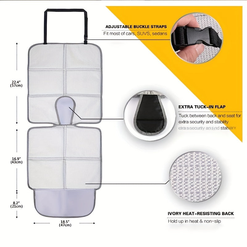 Non Slip Waterproof Child Car Seat Protector with Padding & 2 Storage Pockets