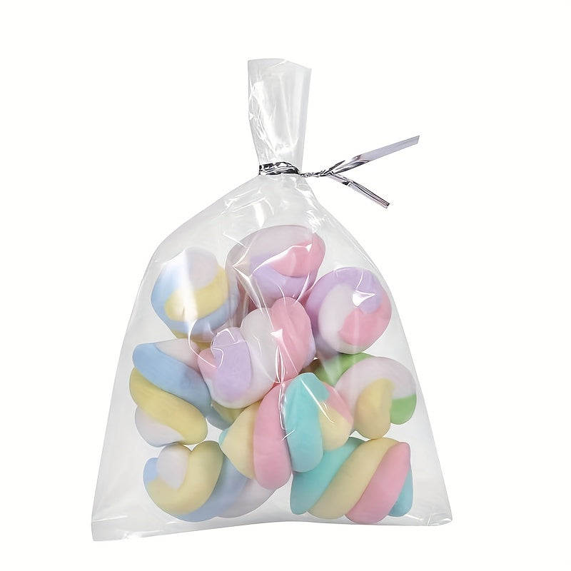 100 Clear Cellophane Bags with Twist Ties for Bakery Cookies & Candies