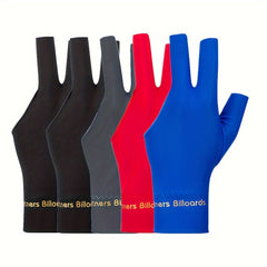 3-Finger Billiard Glove for Left Hand, Elastic Breathable Fabric, Anti-Slip Pad