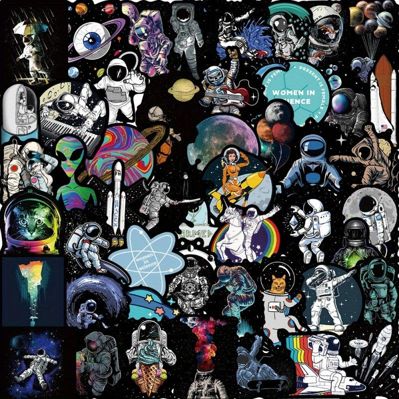 50pcs Cartoon Astronaut Vinyl Waterproof Laptop Skateboard Stickers